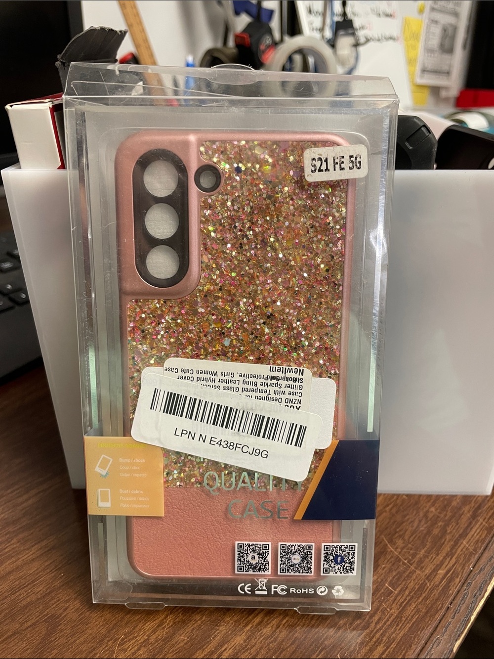Rose Gold Glitter Shockproof Case for S21 FE 5G